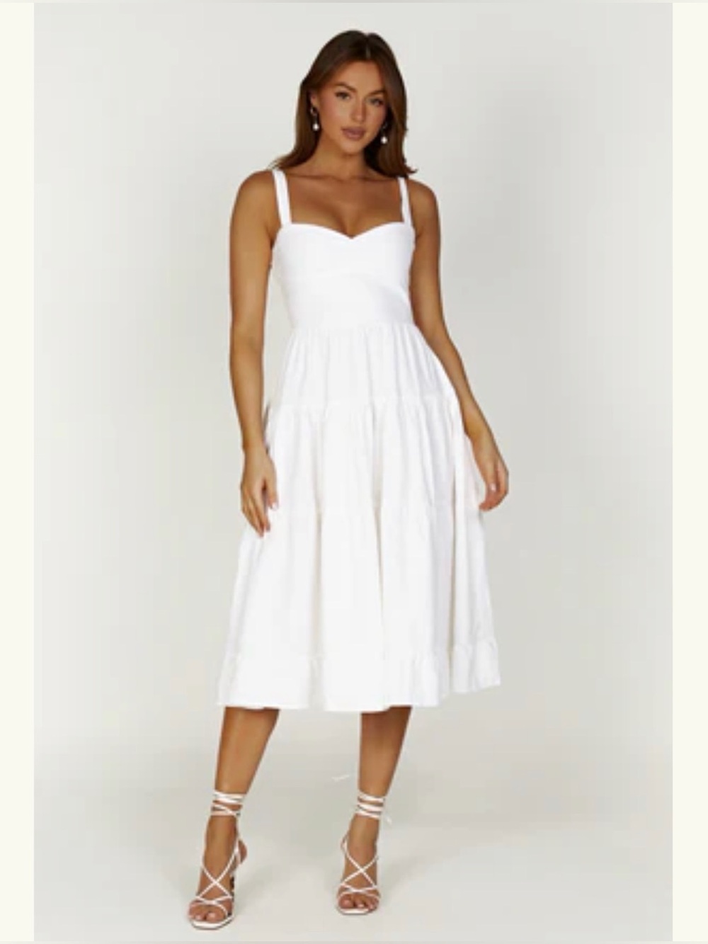 Meshki Adriana Linen Midi Dress - White